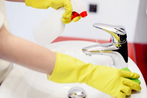 Local E1 carpet cleaner treating high-traffic office flooring