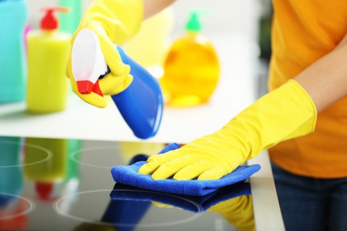 End of tenancy cleaning team working in an E1 residential property